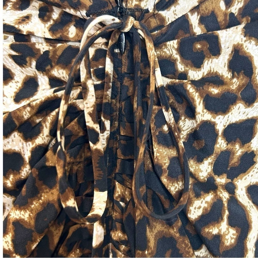 Veronica Beard - Women’s ‘Ari’ Leopard Silk Skirt, Ruched - Nude/Brown X-Small - Picture 14 of 17